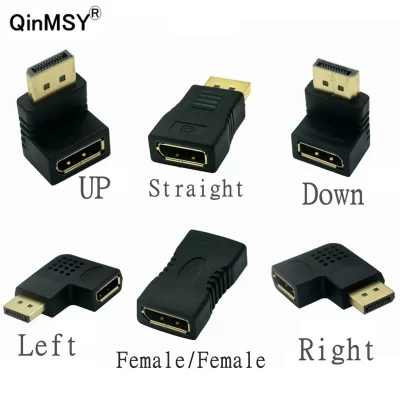 Ângulo de 90 graus Displayport 1.2 conversor UP down Adaptador Displayport Adaptador DP em ângulo esquerdo e direito 4k/60Hz 2K/144Hz passagem