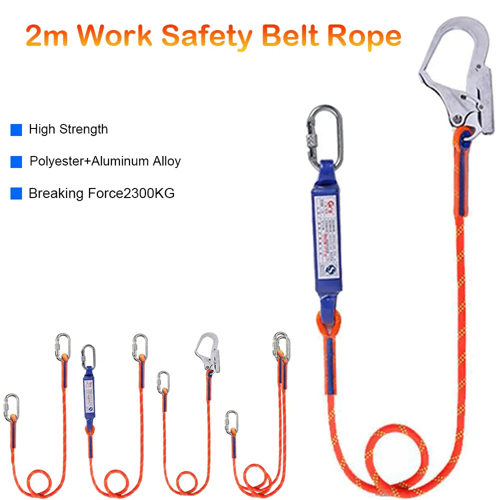 High Altitude Work Safety Belt Rope, Eletricista Gancho, Resistente ao Desgaste, Anti Queda, Tampão Corda de Segurança, Protetor, 23KN