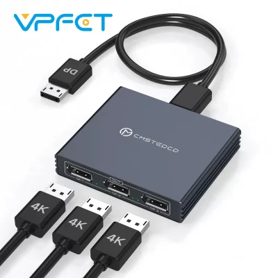 Divisor DisplayPort para adaptador de monitor triplo 4K @ 60Hz DisplayPort Splitter 1 em 3 saídas para 3 monitores HDMI Suporte modo estendido