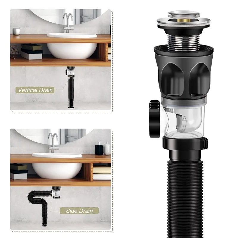 Tubo de drenagem para pia de cozinha, flexível, extensível, desodorante, filtro, lavatório de banheiro, acessórios anti-bloqueio - Image 2