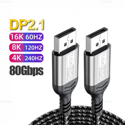 80gbps 16k @ 60hz ultra hd vídeo displayport cabo 2.1 hdr 3m 5m 8k @ 120hz dp 2 1 cabo de áudio 4k @ 240hz 2m 1m cabo de porta de exibição m 3d