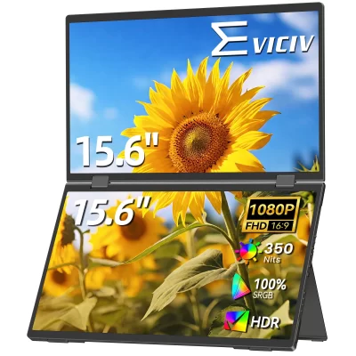 Extensor de tela tripla para laptop 15,6" 1080P FHD IPS dobrável empilhado monitor portátil duplo USB-C para viagem tela estendida para computador laptop PC Windows Mac