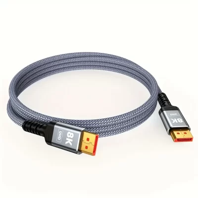 Cabo de porta de exibição de ultra-alta definição 1.4, 8K DP elétrico (8K@60Hz, 4K@144Hz, 2K@240Hz) HBR3 suporta 32,4 Gbps, HDCP 2.2,