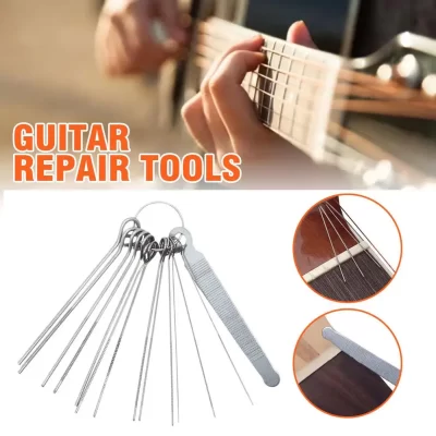 1 conjunto de ferramentas de reparo de guitarra com 13 peças ferramentas luthier ferramentas de reparo de porca de guitarra arquivo de entalhe hastes de serra slot arquivamento conjunto acessórios