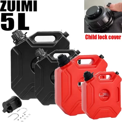 Tanque de combustível com trava para crianças, 5l, latas de gasolina, recipiente sobressalente de gás, antiestático, jerry pode embalagem, jerrycan, gasolina, motocicleta