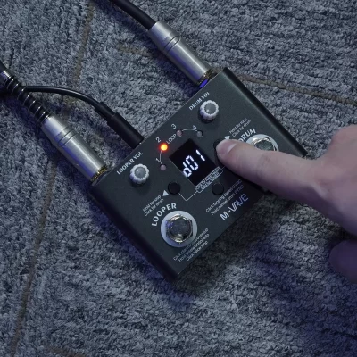 Pedal de Guitarra M-VAVE Lost Tempo Preto, loop de máquina de bateria com 30 sons de bateria embutidos, gravação de 11 minutos/para guitarra/afinação de baixo