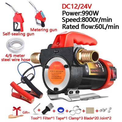 Bomba de entrega de combustível, 12v/24v, 60l/min, querosene diesel, 990w, bomba autoescorvante, pára automaticamente, bomba de óleo elétrica, distribuidor de combustível