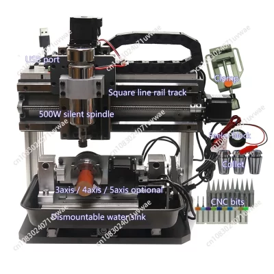 Ly mini roteador cnc diy 3020 trilho de linha quadrada 500w eixo er11 3 /4 /5 eixos pcb fresadora de madeira máquina de gravura em metal porta usb