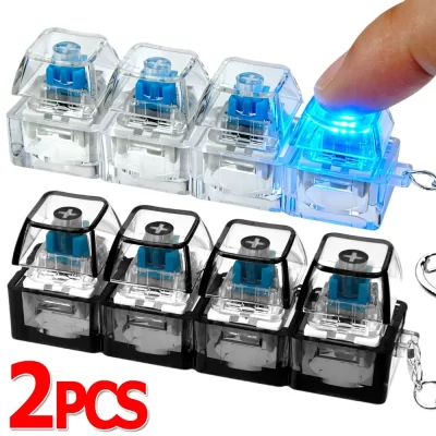 Chaveiro de teclado mecânico com 4 teclas, botão de dedo, antiestresse, para escritório, casa, adultos, crianças, descompressão, clicker, presente