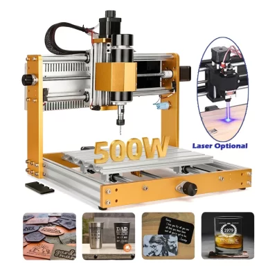 Mini kit de gravador de madeira CNC 500W LY 3018 Plus V2.0 com suporte de eixo de 52MM e motores de passo Nema17 com interruptor de limite
