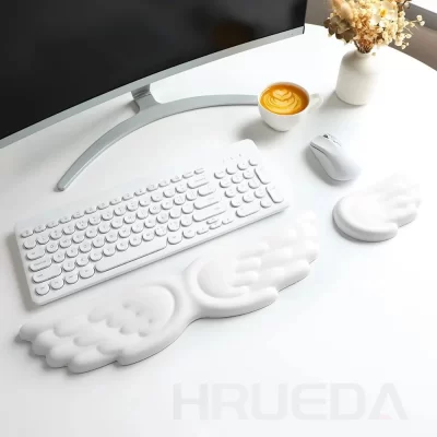 Teclado mouse resto de pulso asa de anjo memória espuma mouse pad conjunto suporte de pulso ergonômico antiderrapante para computador portátil fácil digitação