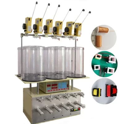 Dongguan huiyue máquinas transformador automático enroladora bobina 6 spindell