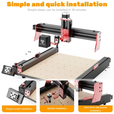 Máquina CNC TWOTREES TTC450 Pro de 4 eixos, 460x460x80mm, máquina de gravação CNC e gravação a laser com sistema de controle GRBL