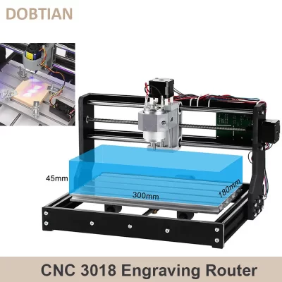 Máquina de gravação em madeira CNC 3018 PRO com módulo de gravação a laser, roteador CNC de 3 eixos para escultura em madeira