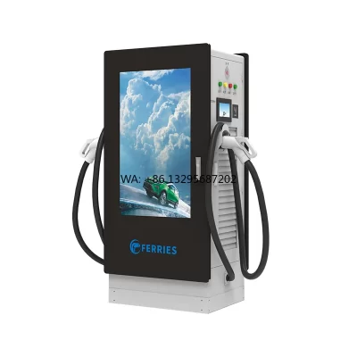 Estação de Carregamento Integrada CCS Gbt Tipo 2 AC DC 60kw 150kw Carregador Comercial de Veículos Elétricos com Tela de Exibição Publicitária