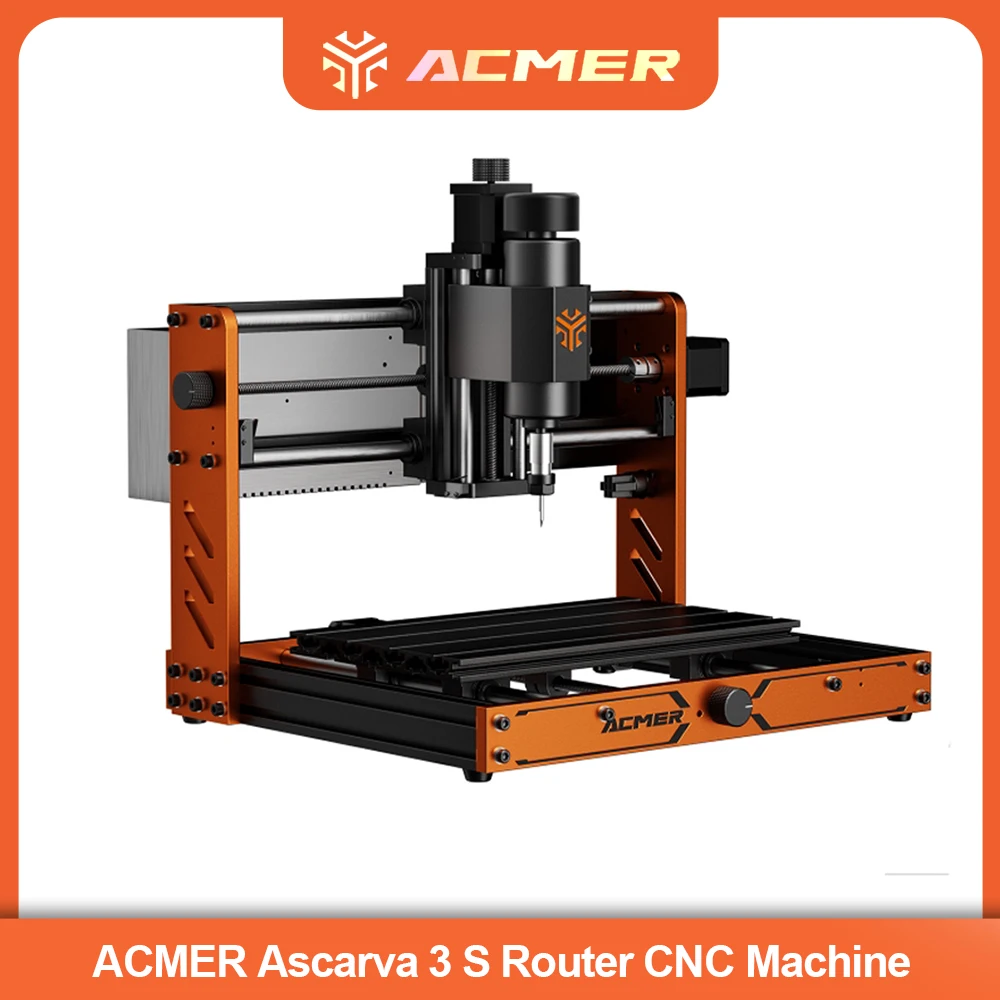Máquina Router ACMER 3S 500W CNC 3018 com Controle de 3 Eixos, Parada de Emergência, GRBL Offline, 300*180*78mm para Madeira, PCB, Couro e Pedra
