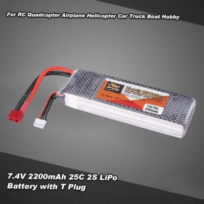 Bateria 7.4V 2200mAh 25C 2S para Quadcopter RC, Avião 1/16, MINI E-SLASH LVXL, Bateria para Helicóptero RC