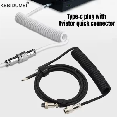 Teclado mecânico cabo enrolado usb tipo c teclado mecânico aviador desktop computador aviação conector cabo máximo 3 metros