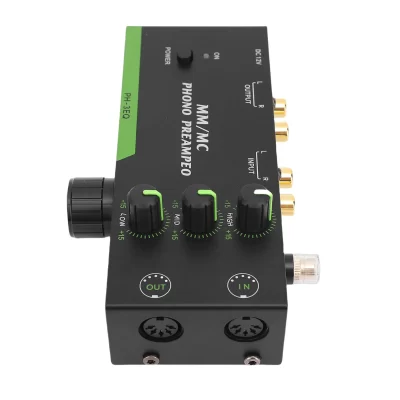 Mini pré-amplificador profissional, pré-amplificador fono ajustável, baixa distorção, 3.5mm, saída de fone de ouvido, som estável balanceado para reprodutor de gravação