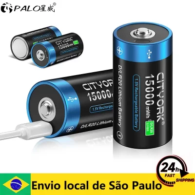 Palo 1.5v d tamanho bateria tipo-c usb recarregável li-ion baterias d lipo lr20 bateria para fogão a gás rc câmera drone acessórios