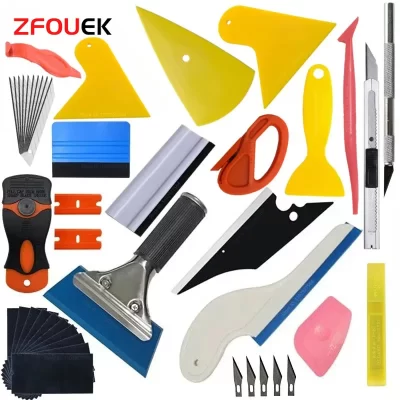 Novo kit de ferramentas de instalação de filme matiz de vinil para carro raspador de borracha suporte magnético embrulho adesivo faca de escultura com lâminas sobressalentes