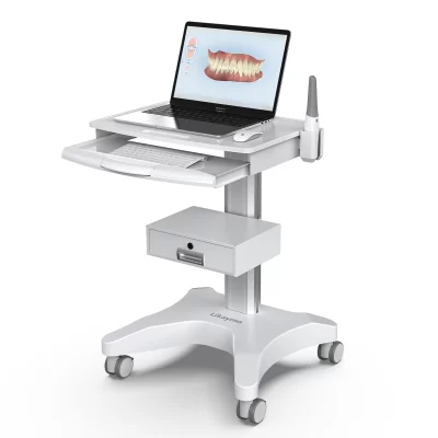 Carrinho médico com paletes para laptop e suporte para scanner oral, carrinho de clínica dentária com rodas para salão de beleza hospitalar (OC-3)