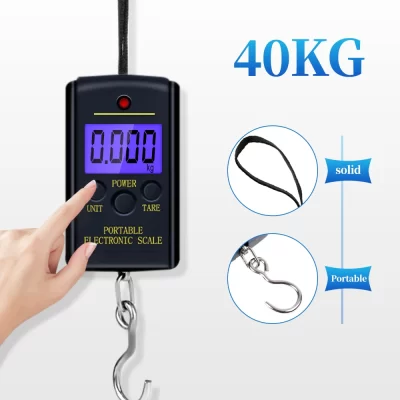 40kg x 10g portátil mini balança digital eletrônica pendurado bagagem de pesca bolso equilíbrio de peso steelyard