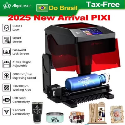 Algolaser pixi mini gravador a laser portátil 3/5/10w 3.5 "tela sensível ao toque máquina de gravura de negócios pintado cão tag papel couro