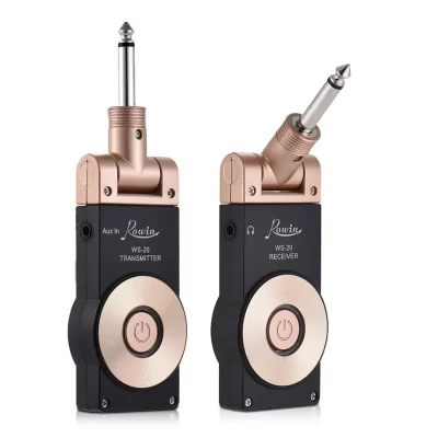 Rowin Golded WS-20 2.4G Conjunto receptor de guitarra elétrica recarregável sem fio Transmissão de 30 metros com cabo de carregamento USB