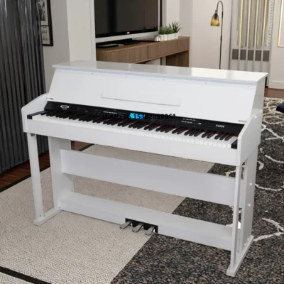 Piano digital profissional de 88 teclas P2008 - Teclado de martelo, sistema flip top e 3 pedais