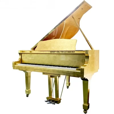 Piano Dourado HG152 com Design Popular, Piano de Cauda Luxuoso Personalizado