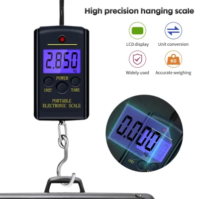 Balança digital 40kg x 10g mini eletrônico pendurado bagagem de pesca balanca portátil digital acessível bolso peso gancho escala