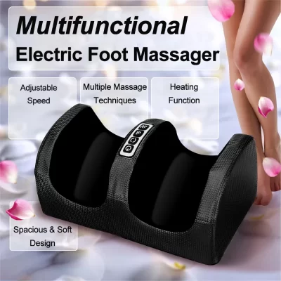 Máquina elétrica massageadora de pés com terapia de aquecimento, rolo de amassar shiatsu de compressão quente para relaxamento muscular