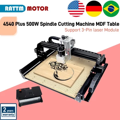 【EU/US/BR SHIP】CNC 4540 Plus 500W Máquina de corte de eixo MDF Mesa de trabalho Máquina de gravação de fresagem de metal 20W 40w Módulo laser
