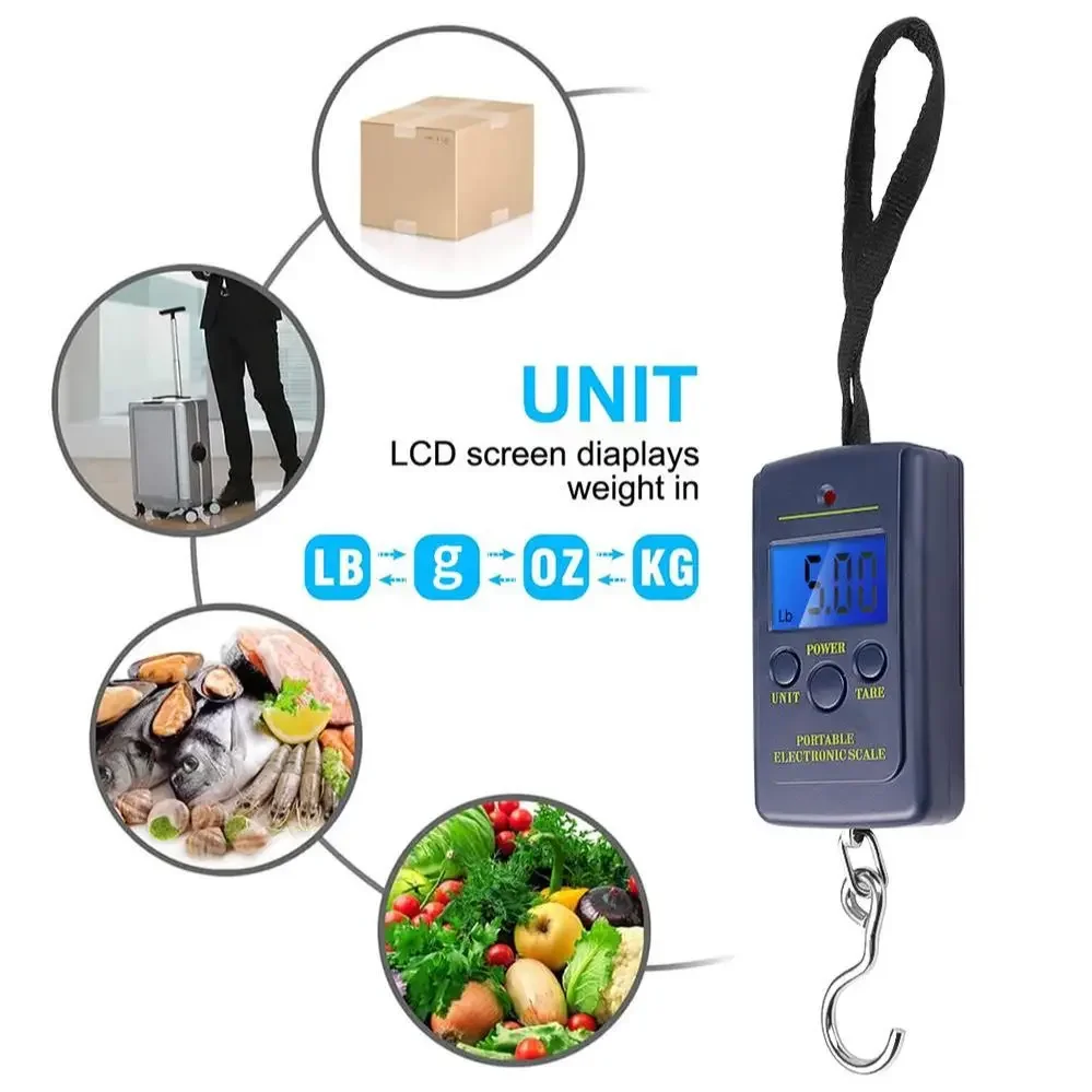 Balança de cozinha balança de peso portátil digital lcd 40kg bagagem eletrônica pendurado mala saco viagem ferramenta equilíbrio peso