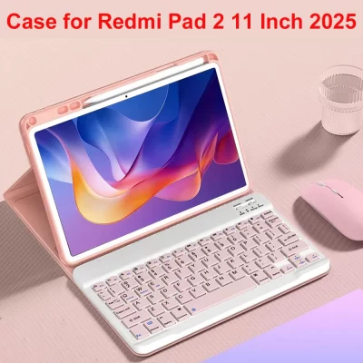 Capa para redmi pad 2 11 tamanhos 2025, capa de teclado bluetooth para xiaomi redmi pad 2 11 polegadas, para redmi pad capa de suporte inteligente