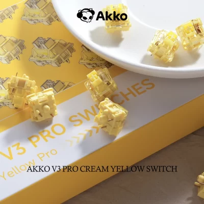 Akko V3 Cream Yellow Pro Switch 5 pinos 50gf linear com haste estável à prova de poeira para teclado mecânico Mx (45 peças)