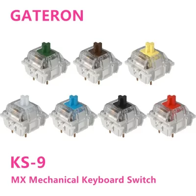 Gateron Switches Teclado Mecânico KS-9 3 Pinos Vermelho Marrom Azul Verde Branco RGB Silencioso Clicky Linear Tátil Compatível Cherry MX