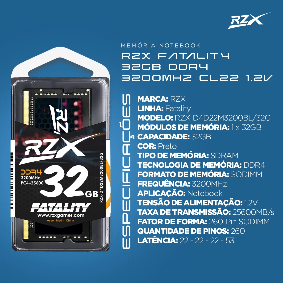 RZX DDR4 Memória RAM Laptop 16GB 8GB 32GB 1.2V 260pin 3200MHz 2666MHz 2400MHz PC4 Notebook Memória Sodimm - Image 2