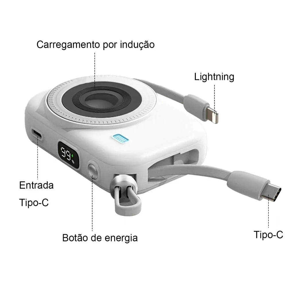 Powerbank Câmera Mini 15W Magnético Cabo Incorporado Portátil Inovador - Image 3