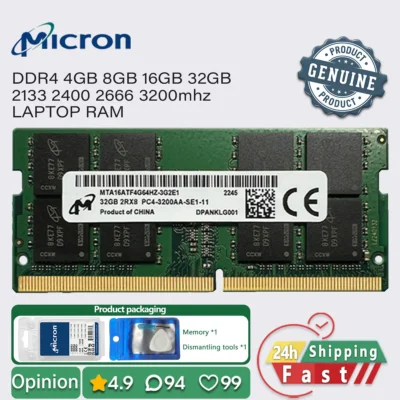 Memória RAM para laptop Micron DDR4 16GB 8GB 4GB 3200 2666 2400 2133 SODIMM PC4 1.2V