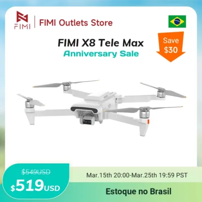 Fimi x8 tele max drone 1/2 polegadas cmos grande angular tele câmera 30x zoom híbrido 4k 60fps 3 eixos cardan gps 20khz super ni