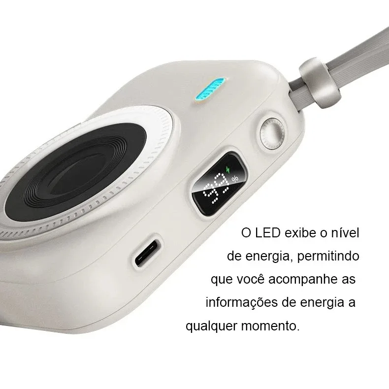 Powerbank Câmera Mini 15W Magnético Cabo Incorporado Portátil Inovador - Image 2