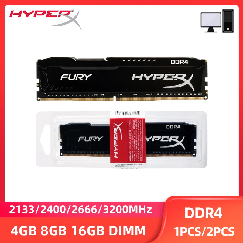 Hyperx Memória RAM DDR4 16GB 8GB 3200MHz 4GB 2666MHz 2400MHz 2133MHz Computador de mesa UDIMM Colete de resfriamento Memória Ram