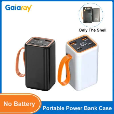Caso de banco de potência portátil diy caixas de armazenamento de bateria duplo usb tipo-c power bank escudo bateria diy escudo 4 slots 21700 sem bateria