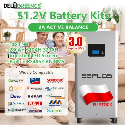 Polônia lifepo4 bateria 3.0 seplos bms 48v 280ah 310ah 320ah power bank suporte bateria caso kits 2a equilíbrio recarregável solar