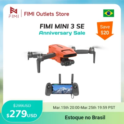 FIMI MINI 3 SE novo drone 4K 30fps Alcance de transmissão de vídeo de 9 km híbrido de 3 eixos Gimbal 249g design ultraleve 12MP