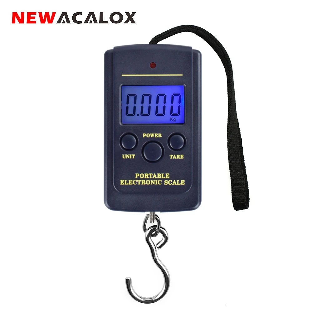 NEWACALOX 40kg x 10g Mini Balança Digital para Bagagem de Pesca Viagem Pesagem Steelyard Pendurado Balança de Gancho Eletrônico - Image 3