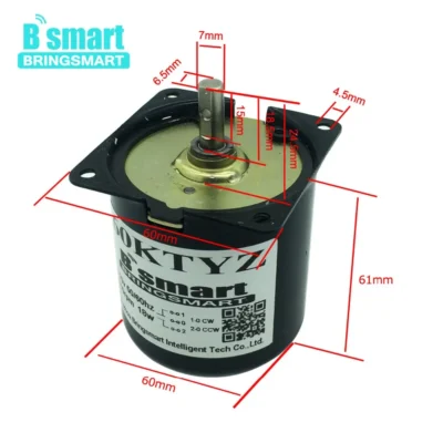 Bringsmart-mini motor de engrenagem síncrona, 110v, 220v, motor elétrico, redutor, baixa velocidade, motor de engrenagem de metal, para churrasco