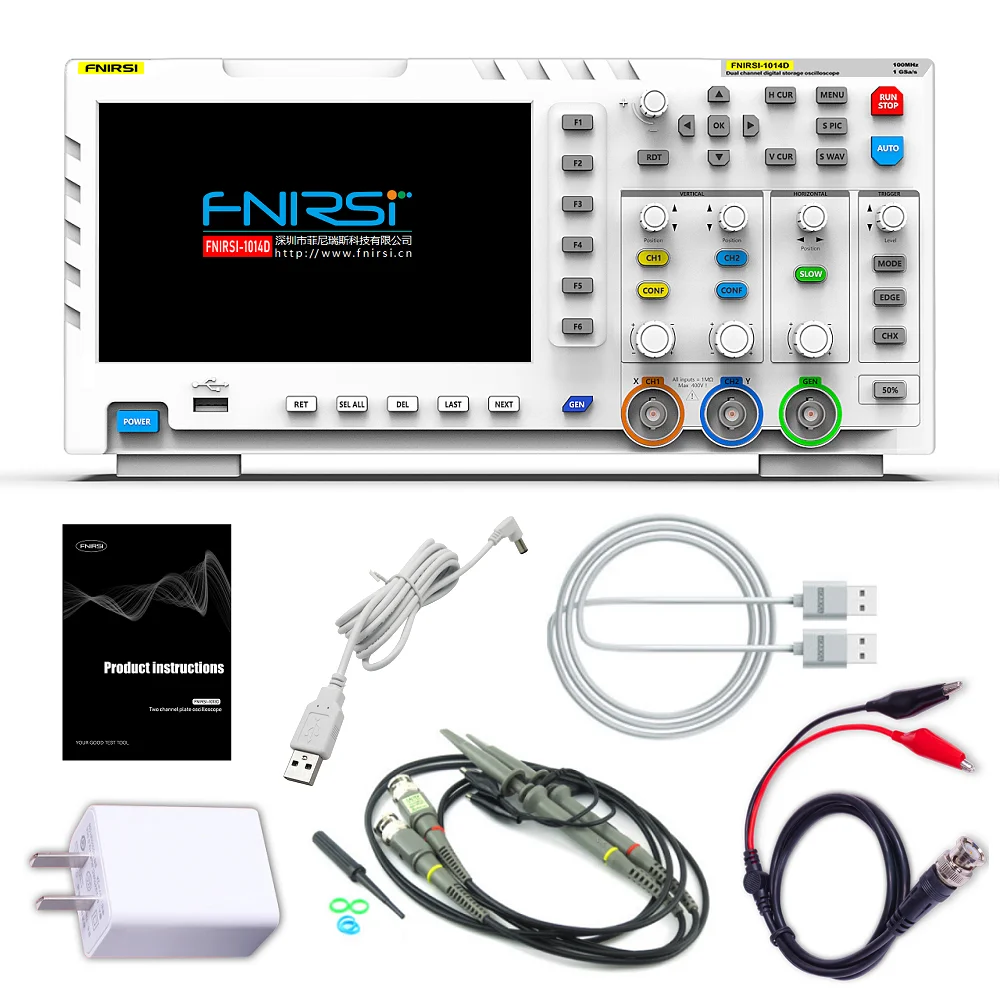 FNIRSI-Osciloscópio Digital, Dual Channel Input Signal Generator, 100MHz x 2 Analog Bandwidth, 1GSa/s Taxa de Amostragem, 1014D, 2 em 1 - Image 6